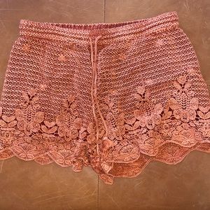 SOLD Abercrombie & Fitch burnt orange crochet shorts in medium